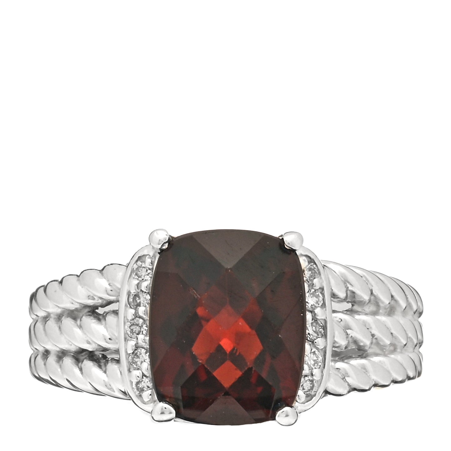 Sterling Silver Diamond Garnet 10mm Petite Wheaton Ring 52 6