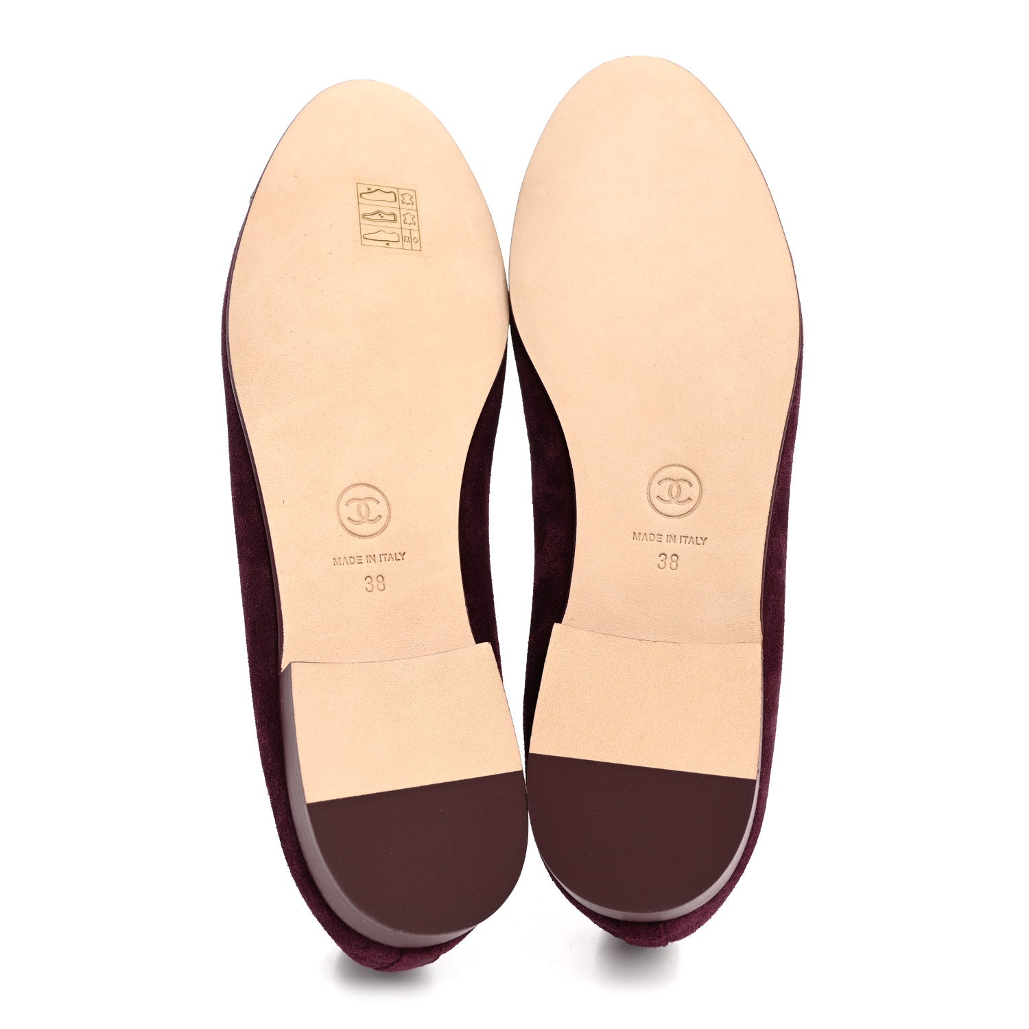 Chanel Suede Patent Calfskin Cap Toe CC Ballerina Flats 38 Burgundy 6 of 9