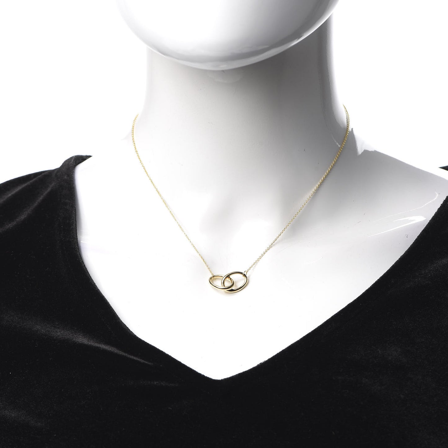 18K Yellow Gold Elsa Peretti Interlocking Ovals Pendant Necklace