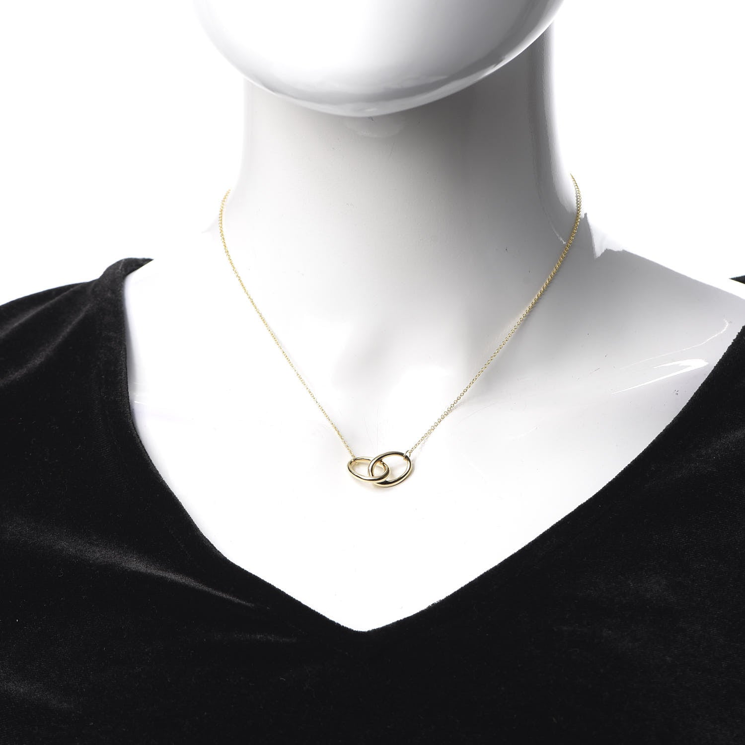 Tiffany 18K Yellow Gold Elsa Peretti Interlocking Ovals Pendant Necklace 2 of 5