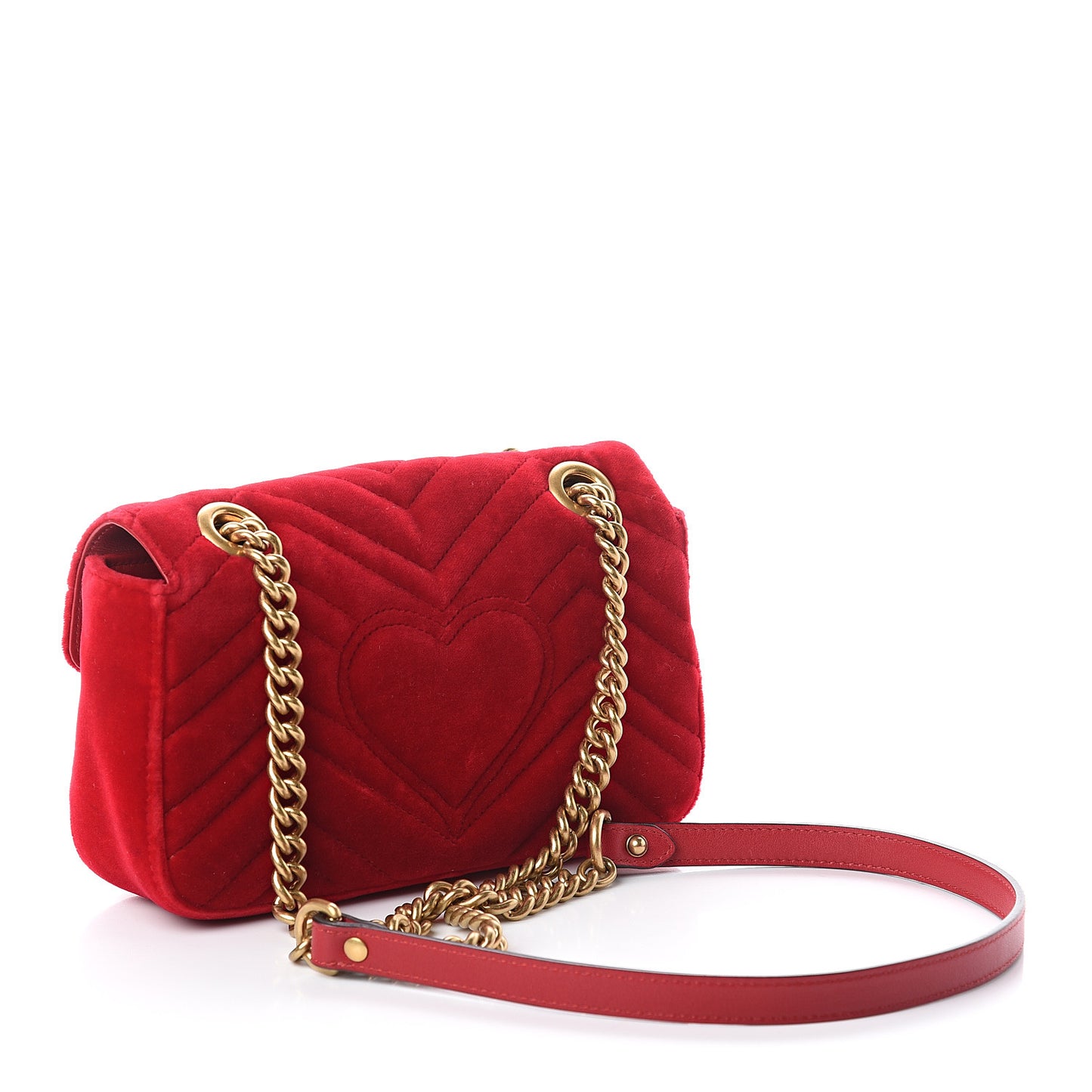 Velvet Matelasse Mini GG Marmont Shoulder Bag Hibiscus Red