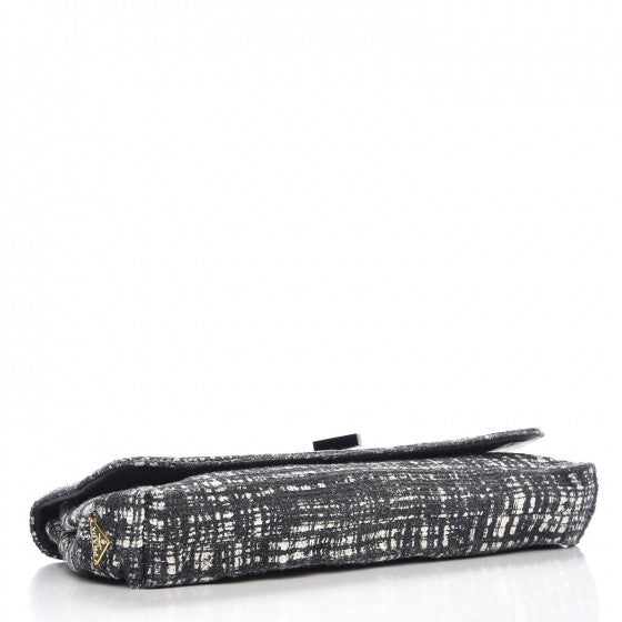 Tweed Clutch Black White