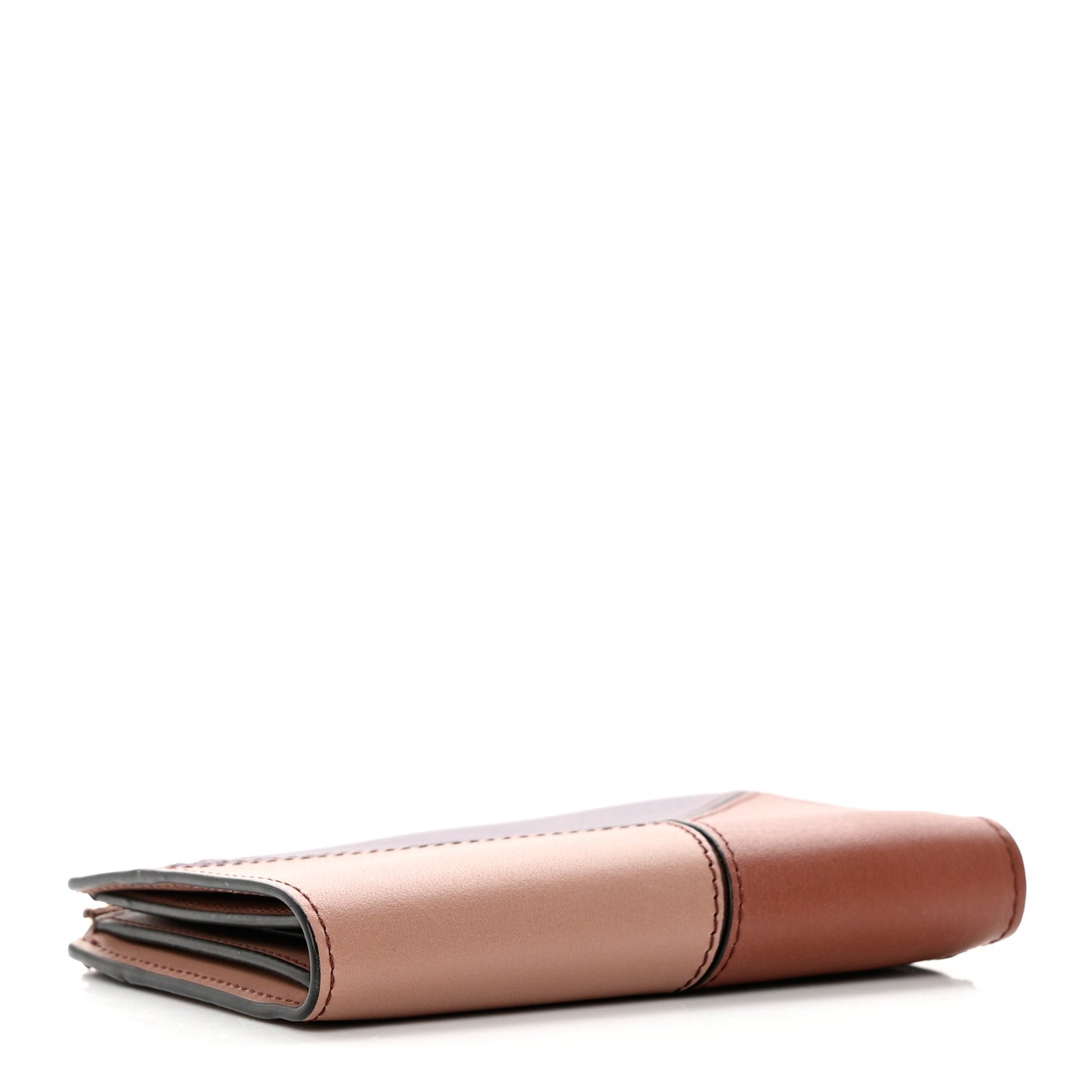 Calfskin Puzzle Zip Bi-Fold Wallet Dark Blush Dark Rust