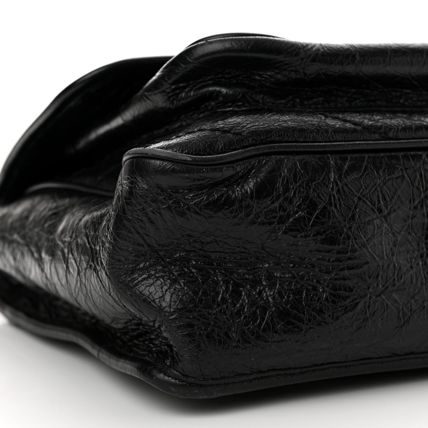 Crinkled Calfskin Matelasse Monogram Large Niki Chain Satchel Black
