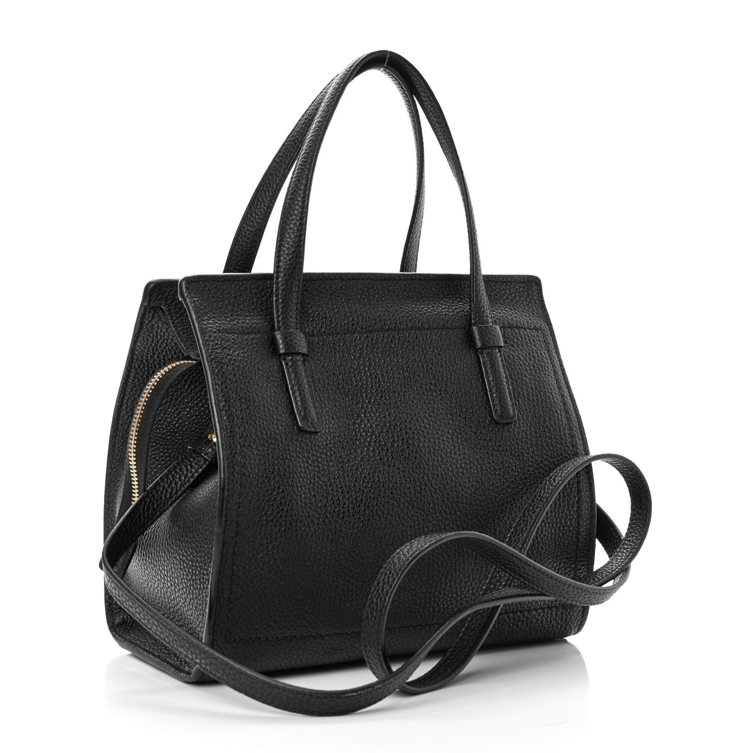 Salvatore Ferragamo Hammered Calfskin Double Handle Small Amy Tote Black 3 of 10