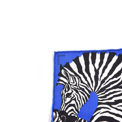 Hermes Silk Zebra Pegasus Nano Scarf 20 Bleu Vif Jaune White 3 of 4