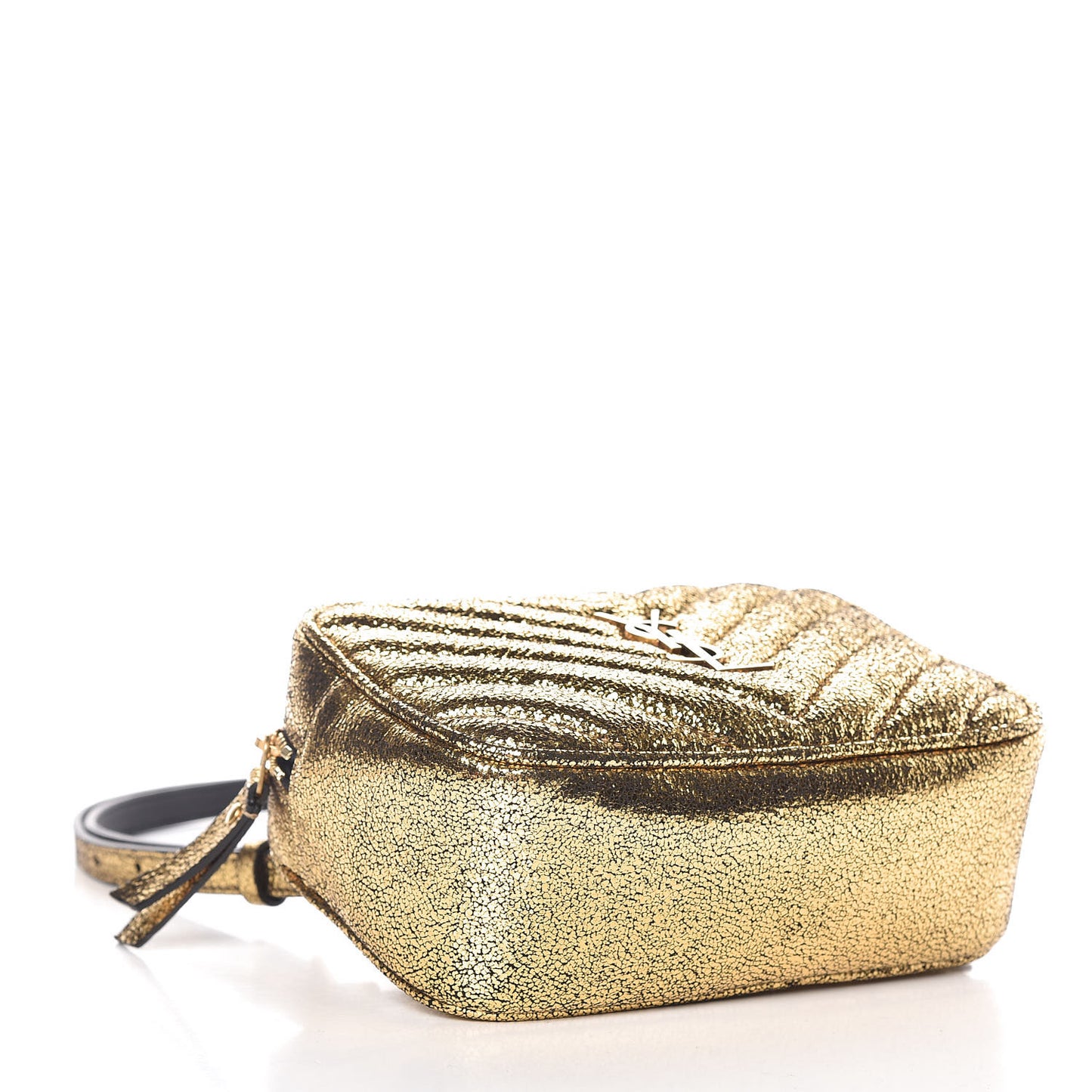 Crinkled Metallic Calfskin Matelasse Monogram Lou Belt Bag Gold