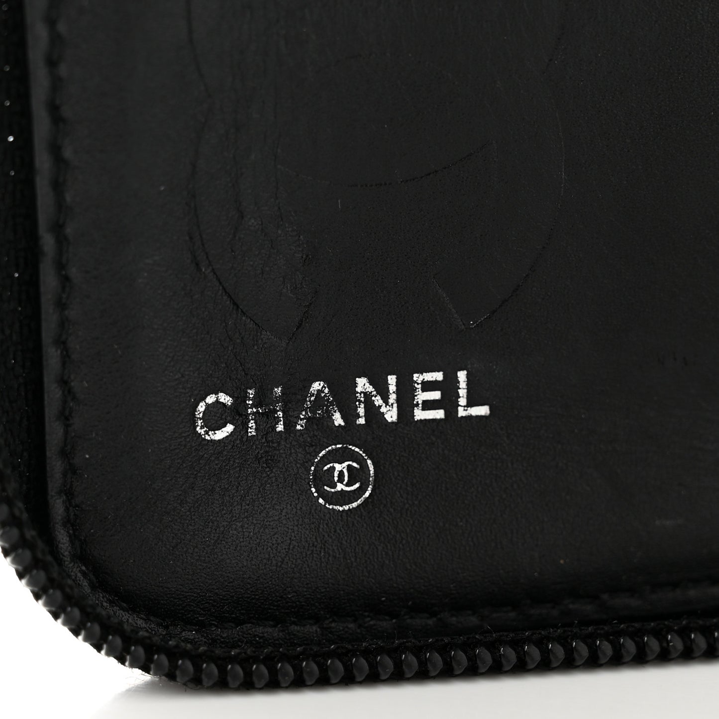 Calfskin Cambon Zip Around Organizer Wallet Black