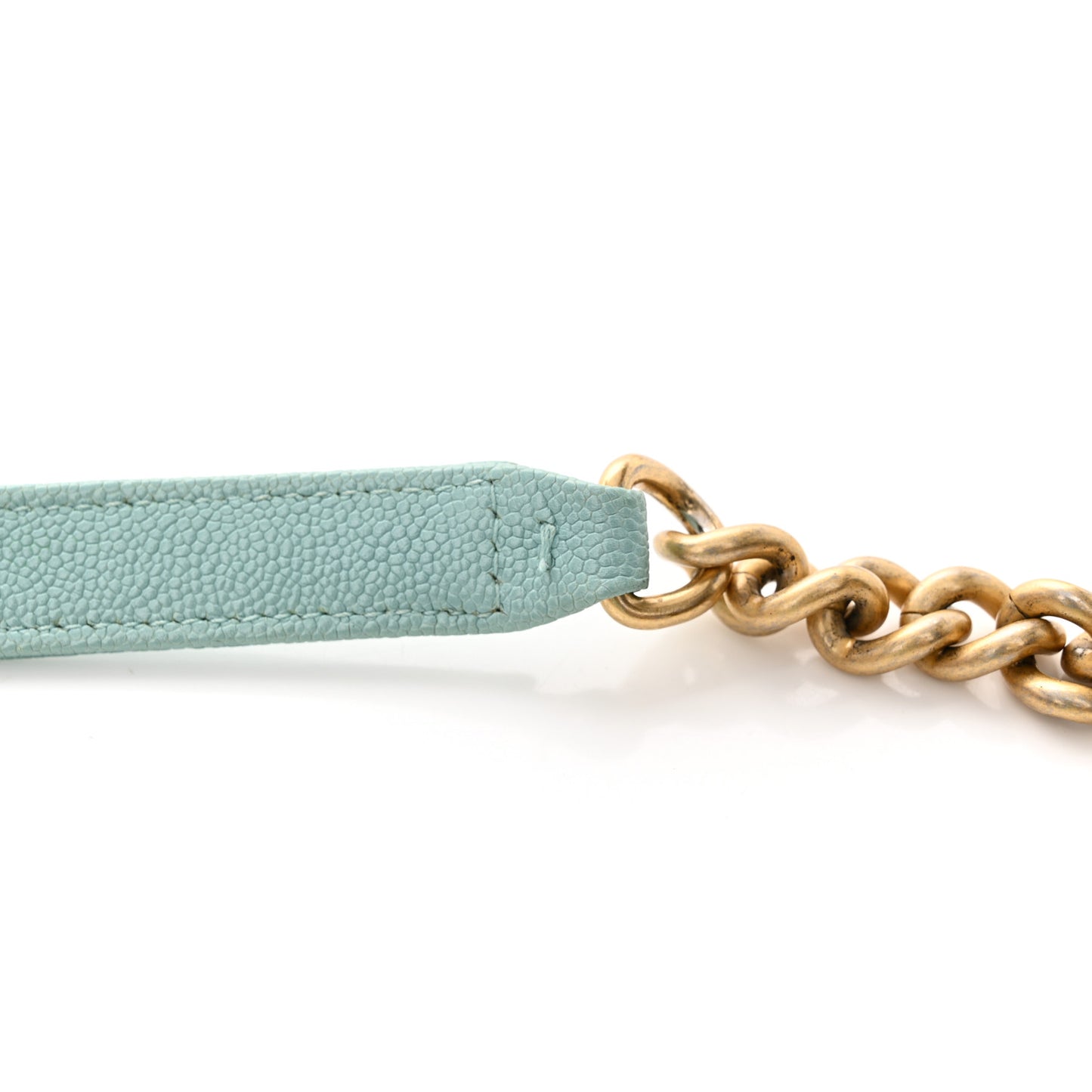 Caviar Quilted Boy Wallet On Chain WOC Light Blue