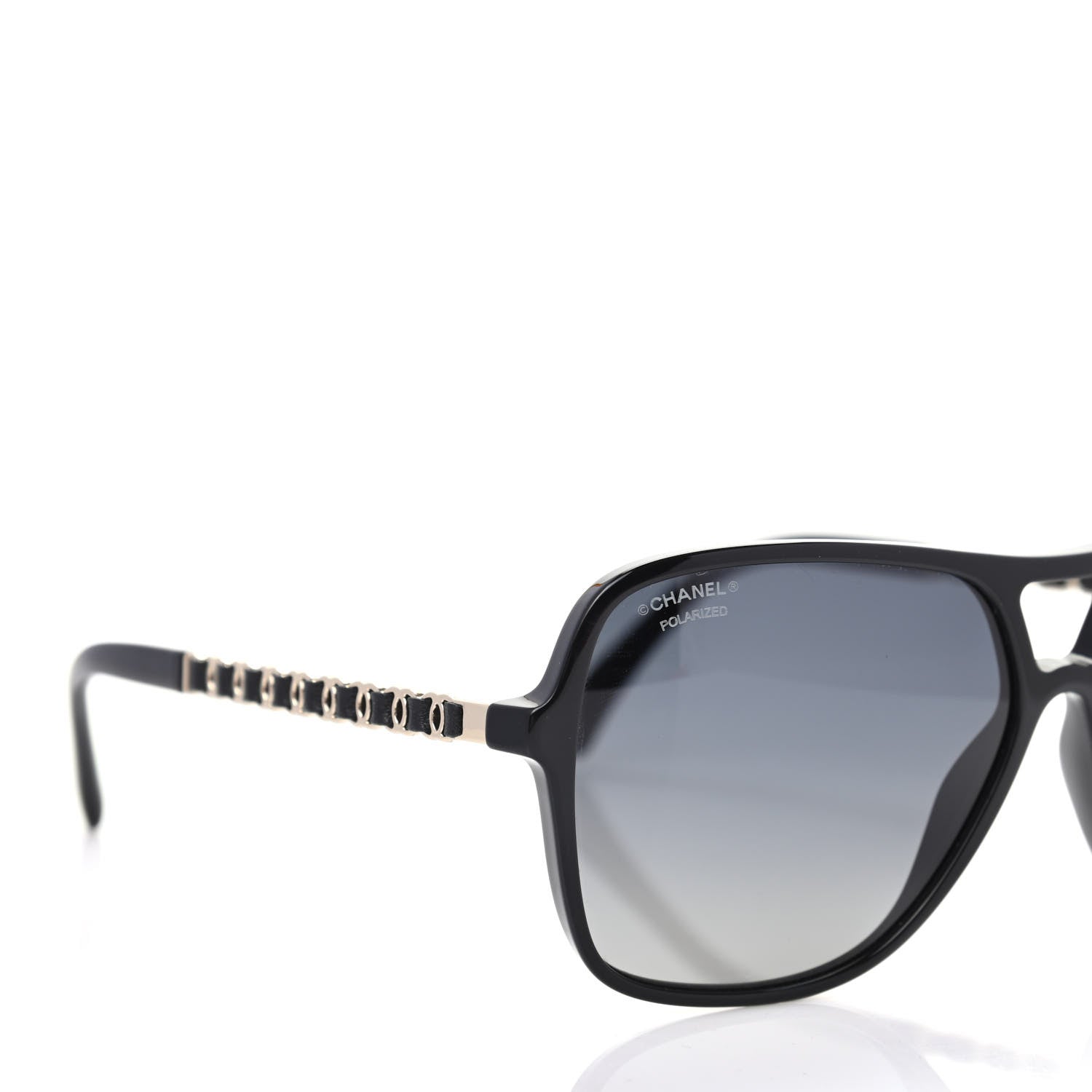 Chanel Metal Calfskin CC Chain Polarized Pilot Sunglasses 5439-Q Black 7 of 8