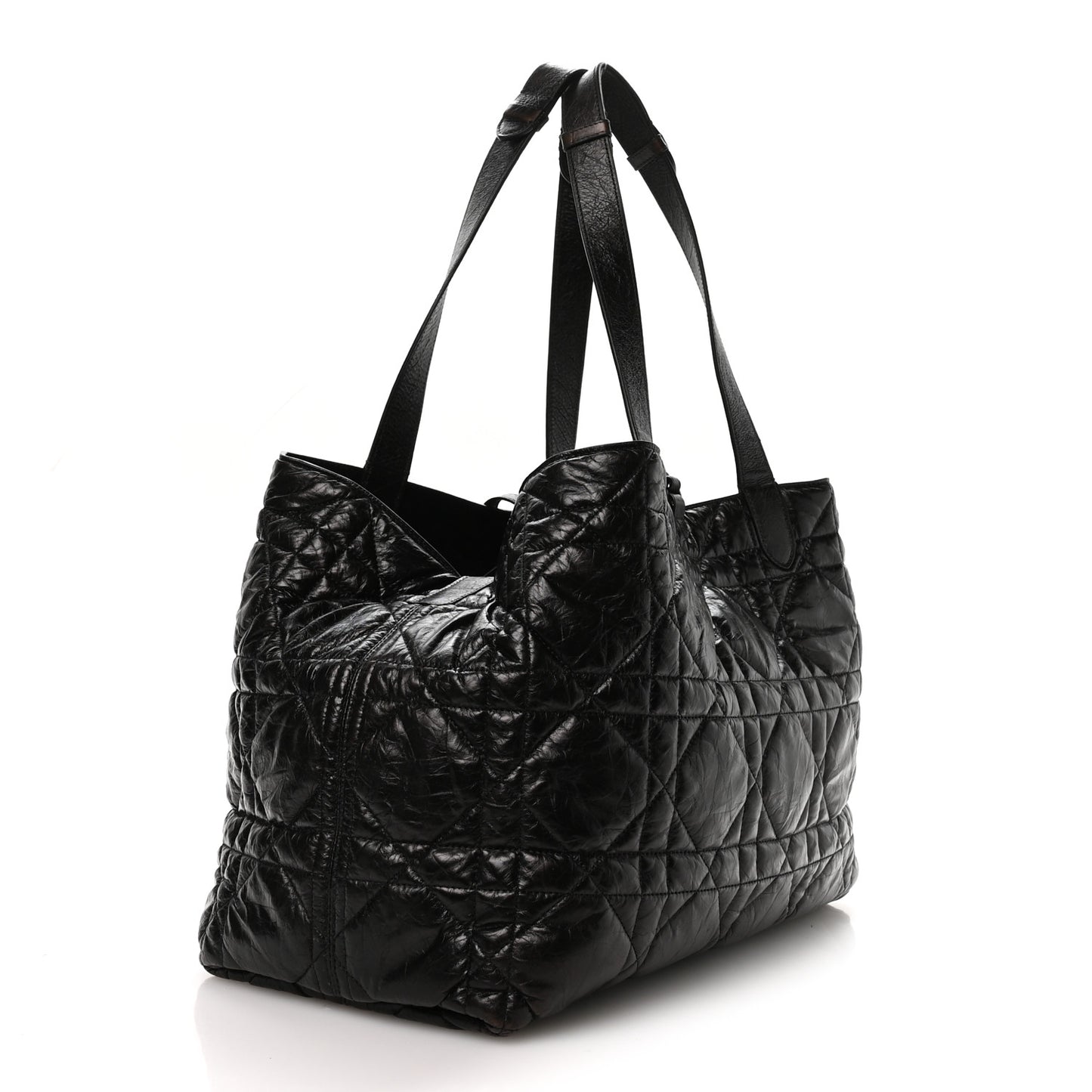Crinkled Calfskin Macrocannage Large Toujours Black