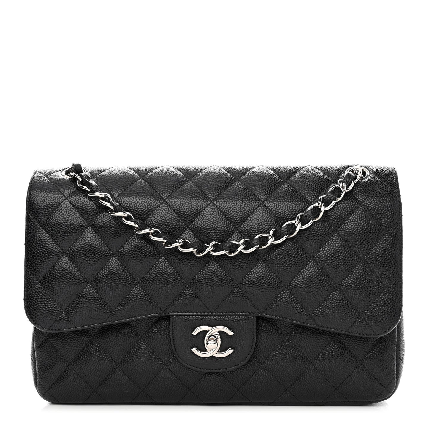 Caviar Quilted Jumbo Double Flap Black