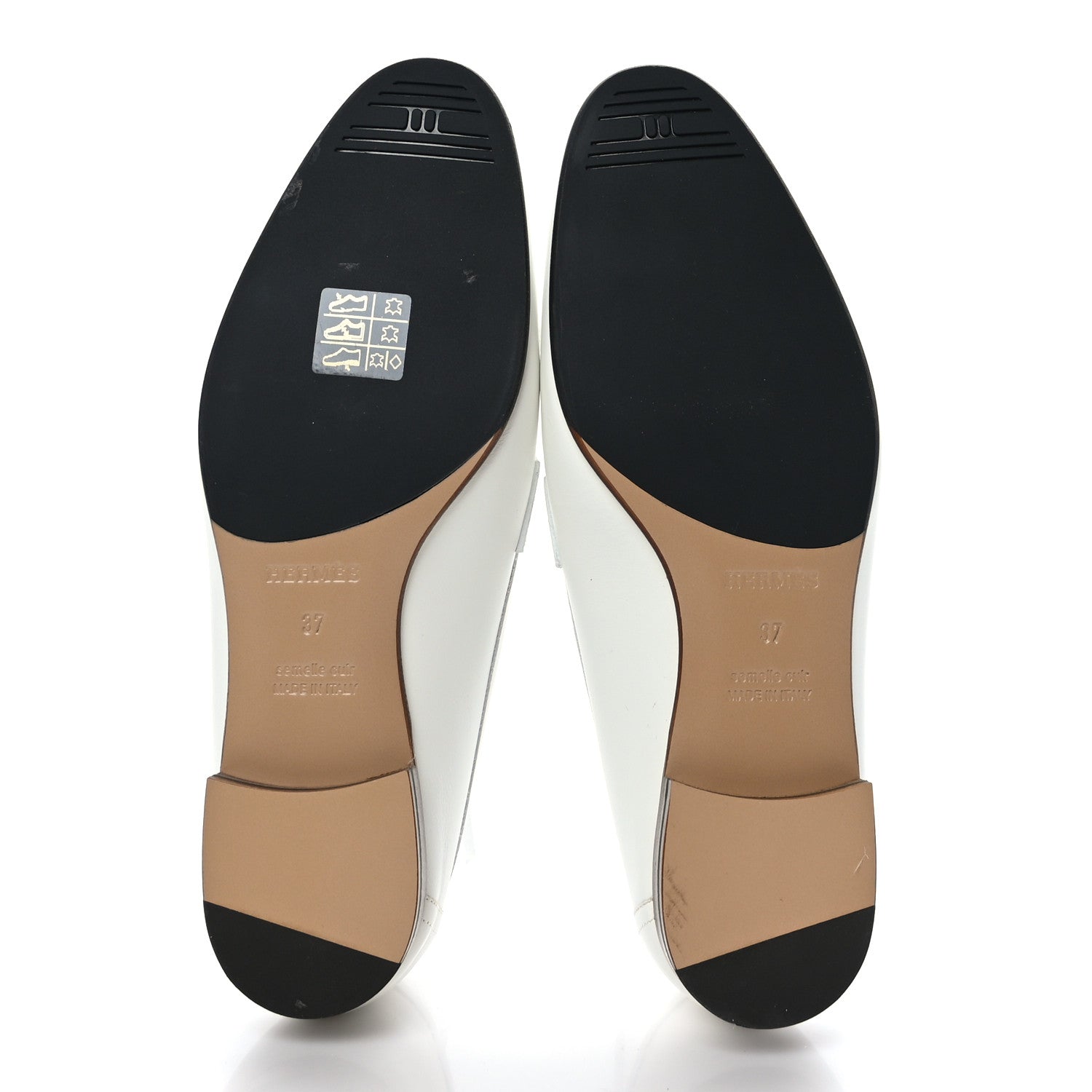 Hermes Calfskin Womens Royal Loafers 37 White 5 of 8