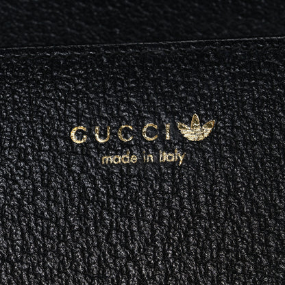 Gucci X ADIDAS Textured Dollar Calfskin Trefoil Embossed Wallet On Chain Off White Black 6 of 10