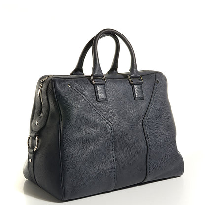 Saint Laurent Grained Leather Oversized Muse Bowler Blue 3 of 8