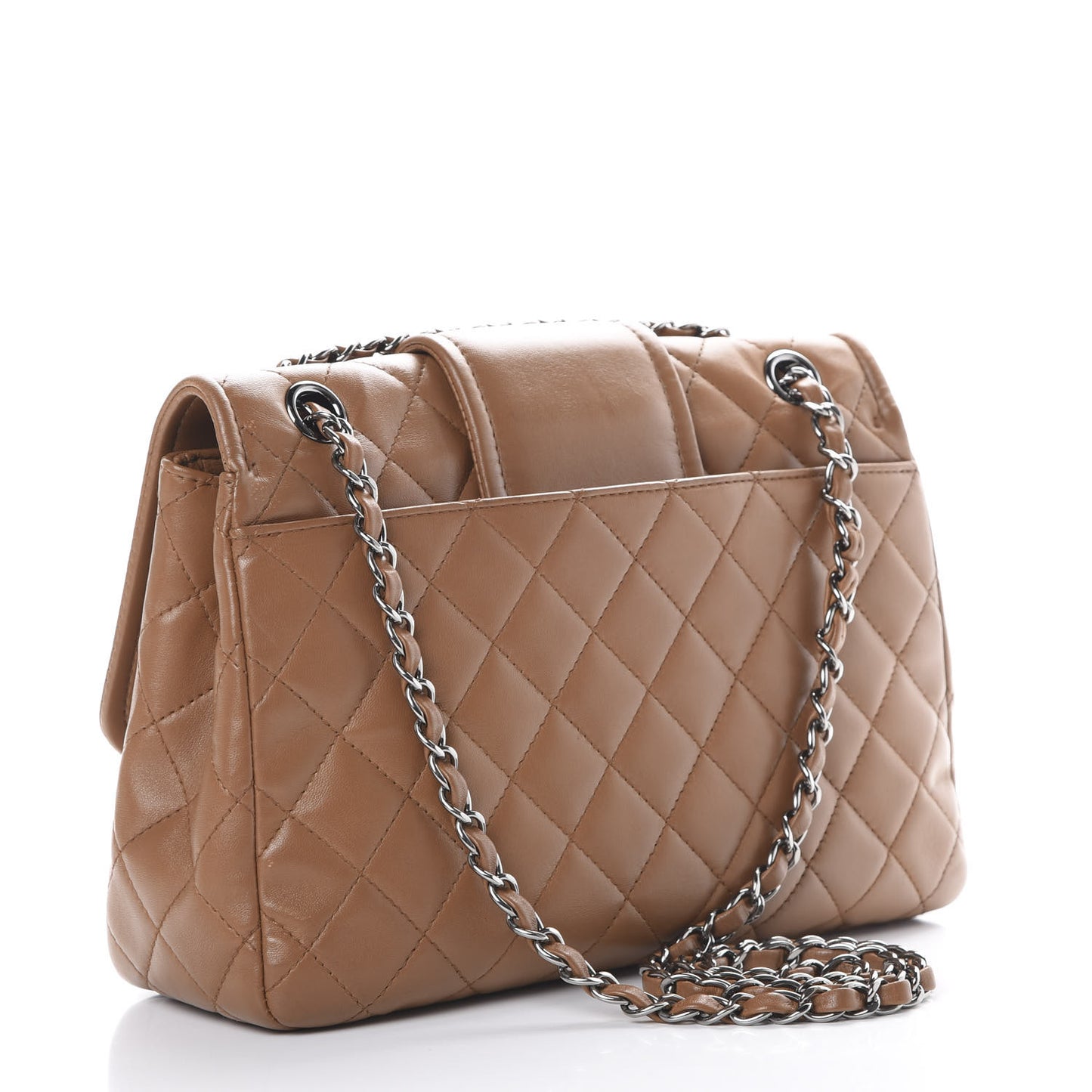 Lambskin Quilted Elementary Chic Flap Brown
