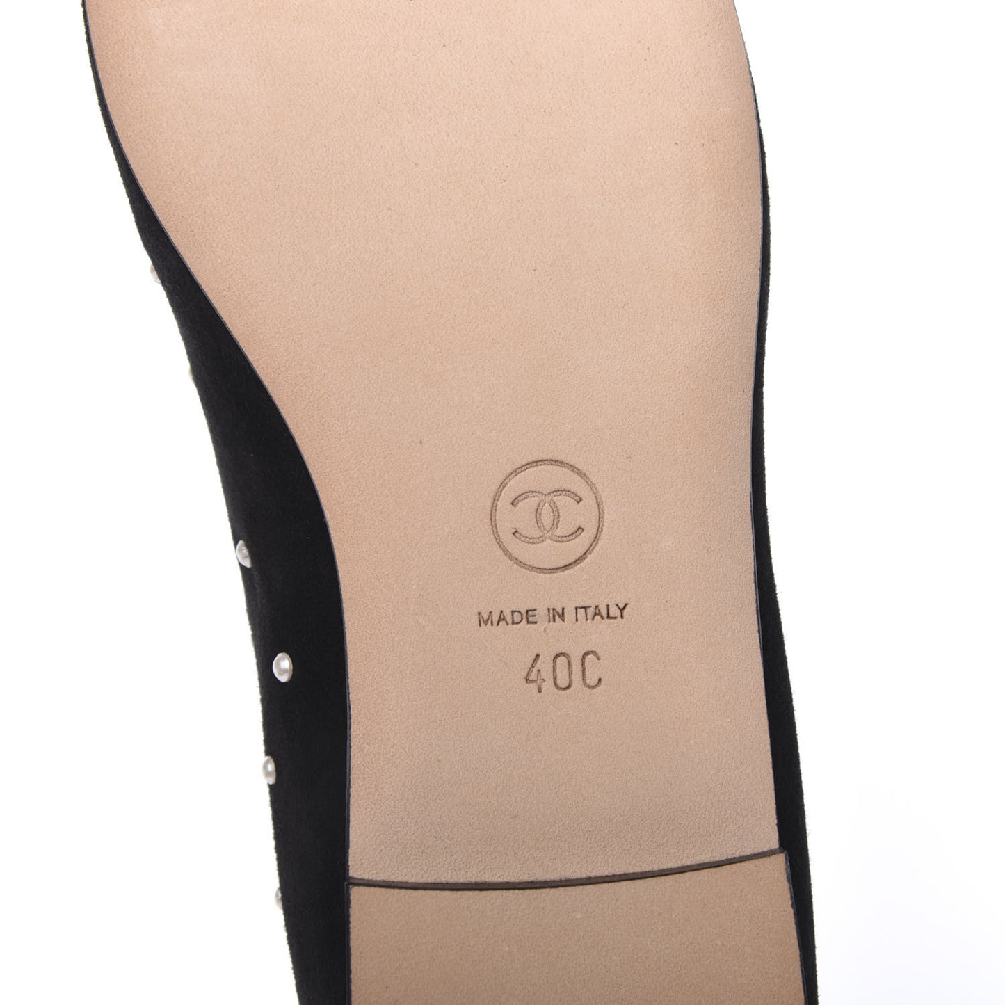 Suede Pearl Patent CC Cap Toe Ballerina Flats 40 Black