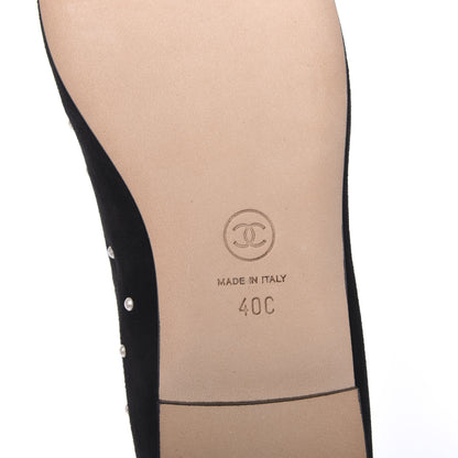 Chanel Suede Pearl Patent CC Cap Toe Ballerina Flats 40 Black 6 of 9