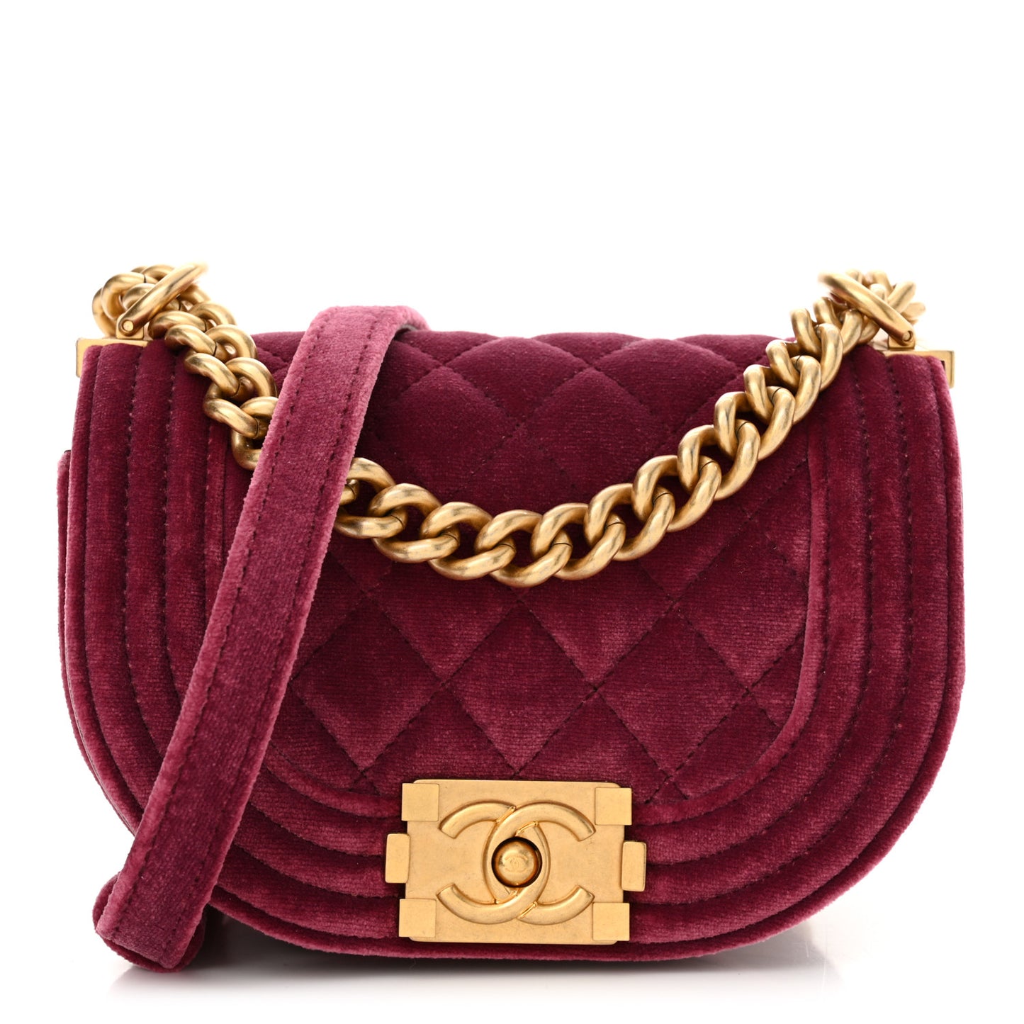 Velvet Quilted Small Boy Messenger Bag Bordeaux
