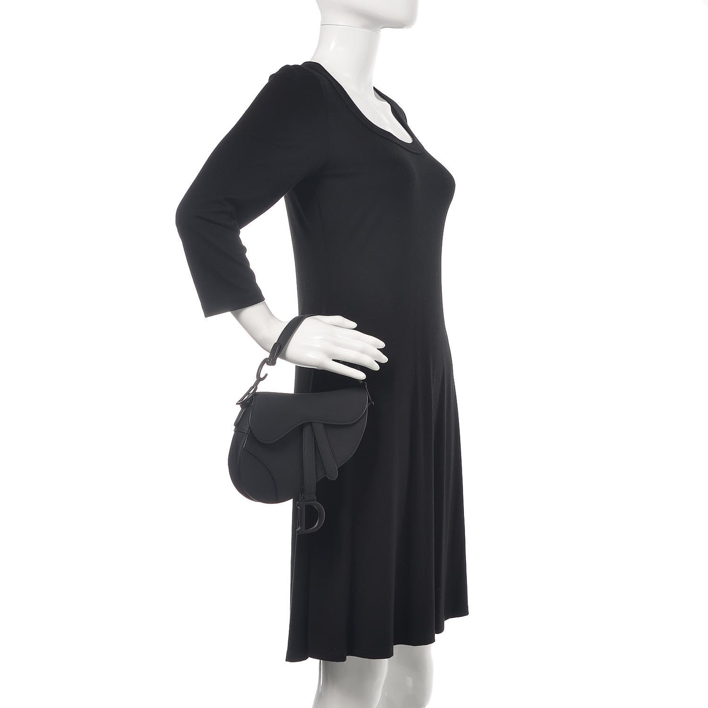 Ultra Matte Calfskin Mini Saddle Bag Black