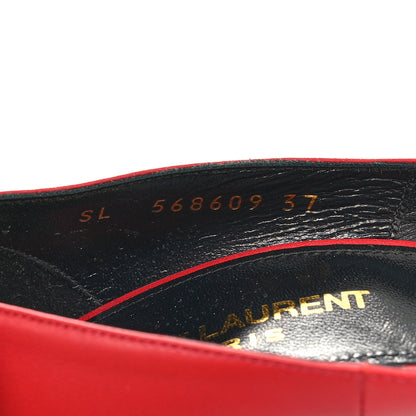 Saint Laurent Nappa Studded Palace 105 Open Toe Pumps 37 Rouge Eros 6 of 8