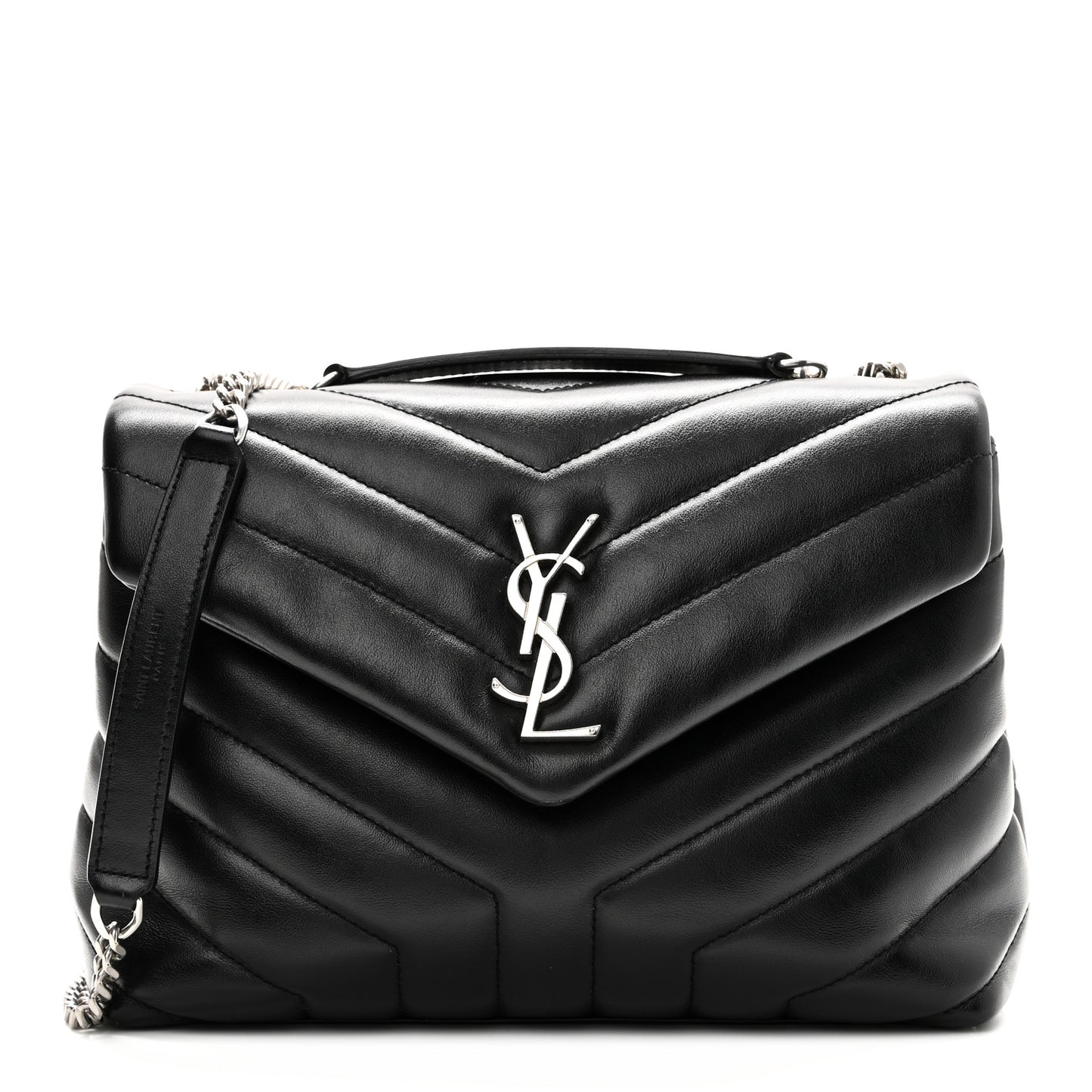 Calfskin Y Quilted Monogram Small Loulou Chain Satchel Black