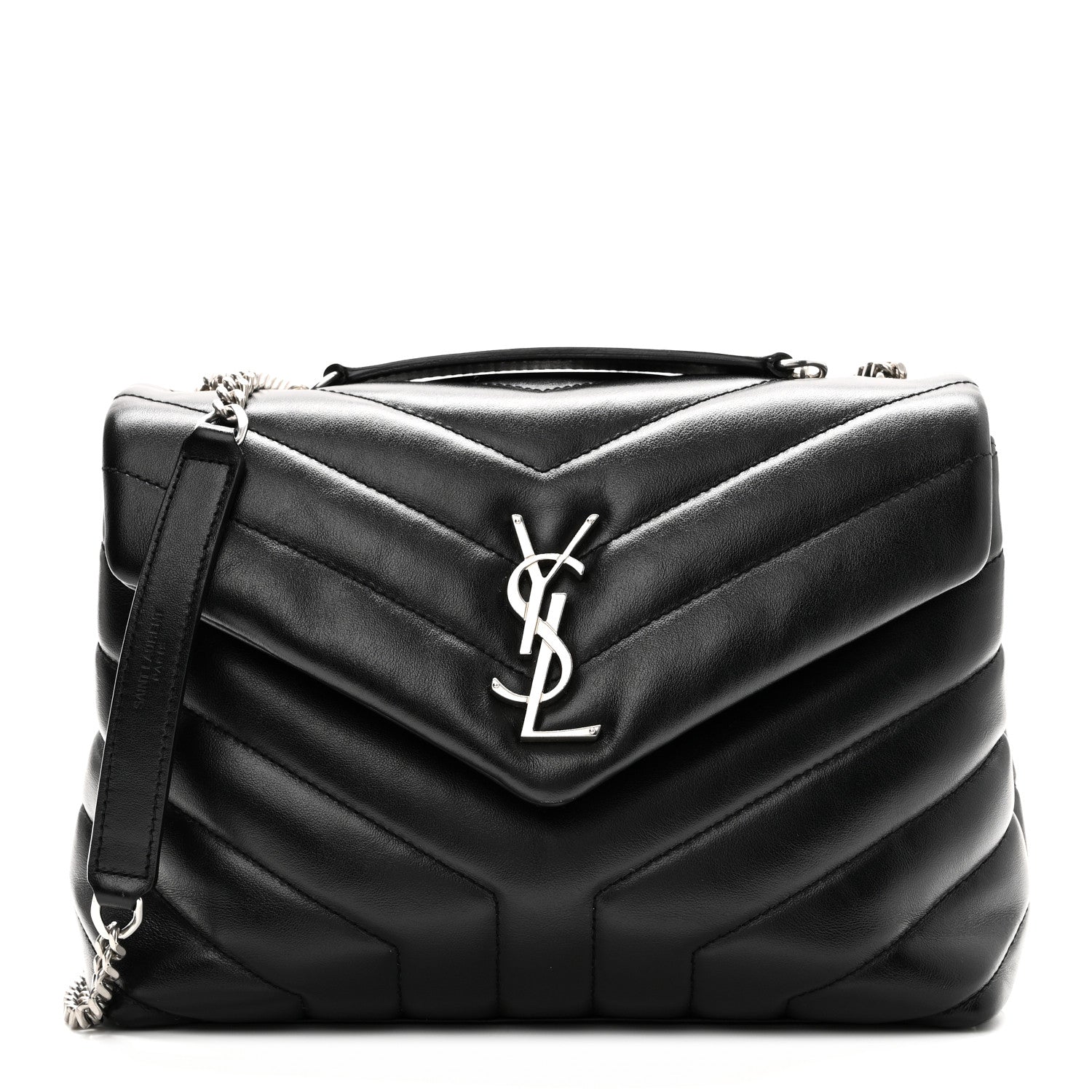 Saint Laurent Calfskin Y Quilted Monogram Small Loulou Chain Satchel Black 1 of 10