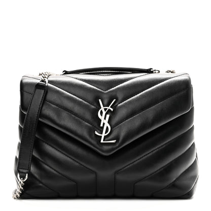 Saint Laurent Calfskin Y Quilted Monogram Small Loulou Chain Satchel Black 1 of 10