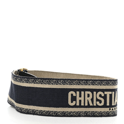 Christian Dior Canvas Embroidered Shoulder Strap Blue 2 of 5