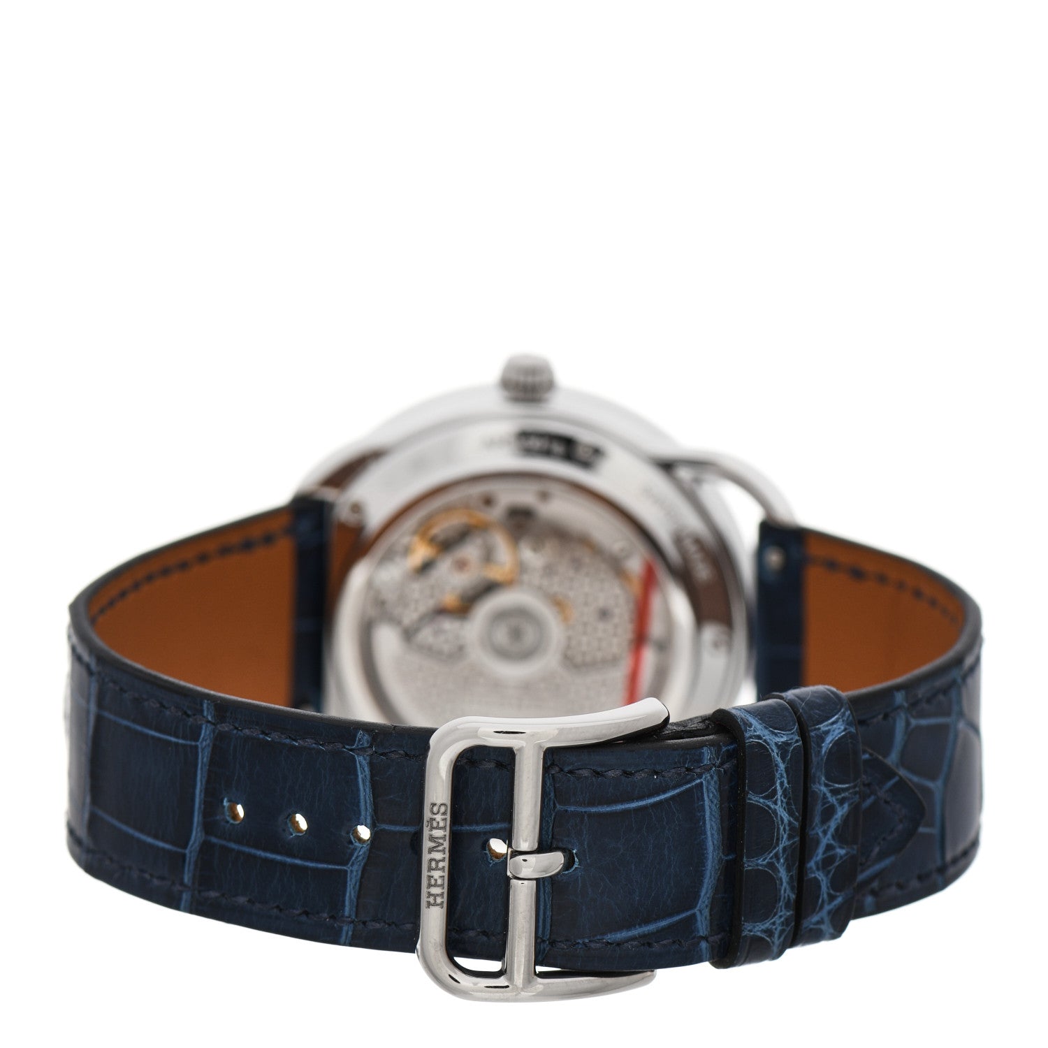 Hermes 18K White Gold Alligator Diamond 38mm Arceau Into the Canadian Wild Automatic Watch Bleu Saphir 3 of 5