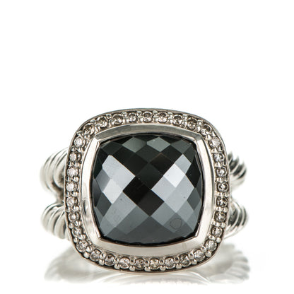 David Yurman Sterling Silver Diamond Hematite 11mm Albion Ring 52 6 1 of 5