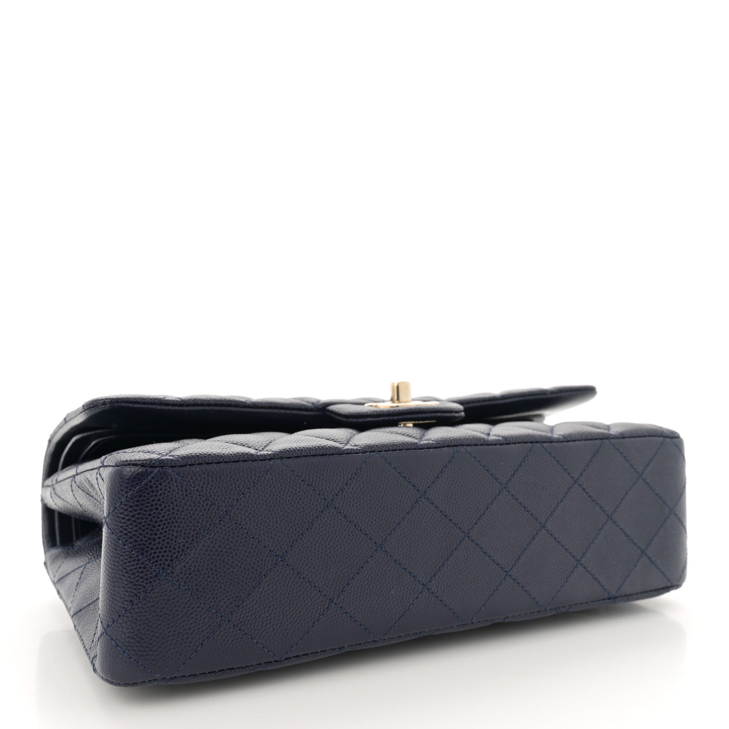 Chanel Caviar Quilted Medium Double Flap Dark Blue 4 of 13