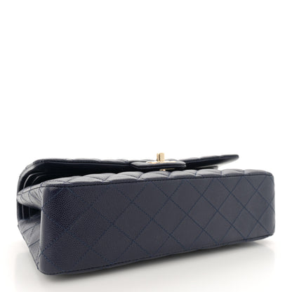 Chanel Caviar Quilted Medium Double Flap Dark Blue 4 of 13