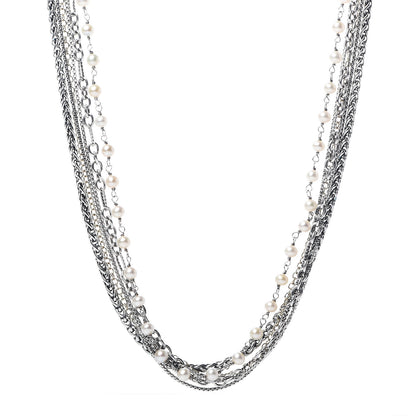 David Yurman Sterling Silver 18K Yellow Gold Pearl Multi Chain Necklace 1 of 4