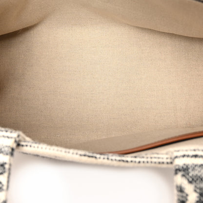 Celine Jacquard Striped Large Cabas Thais White Black 5 of 9