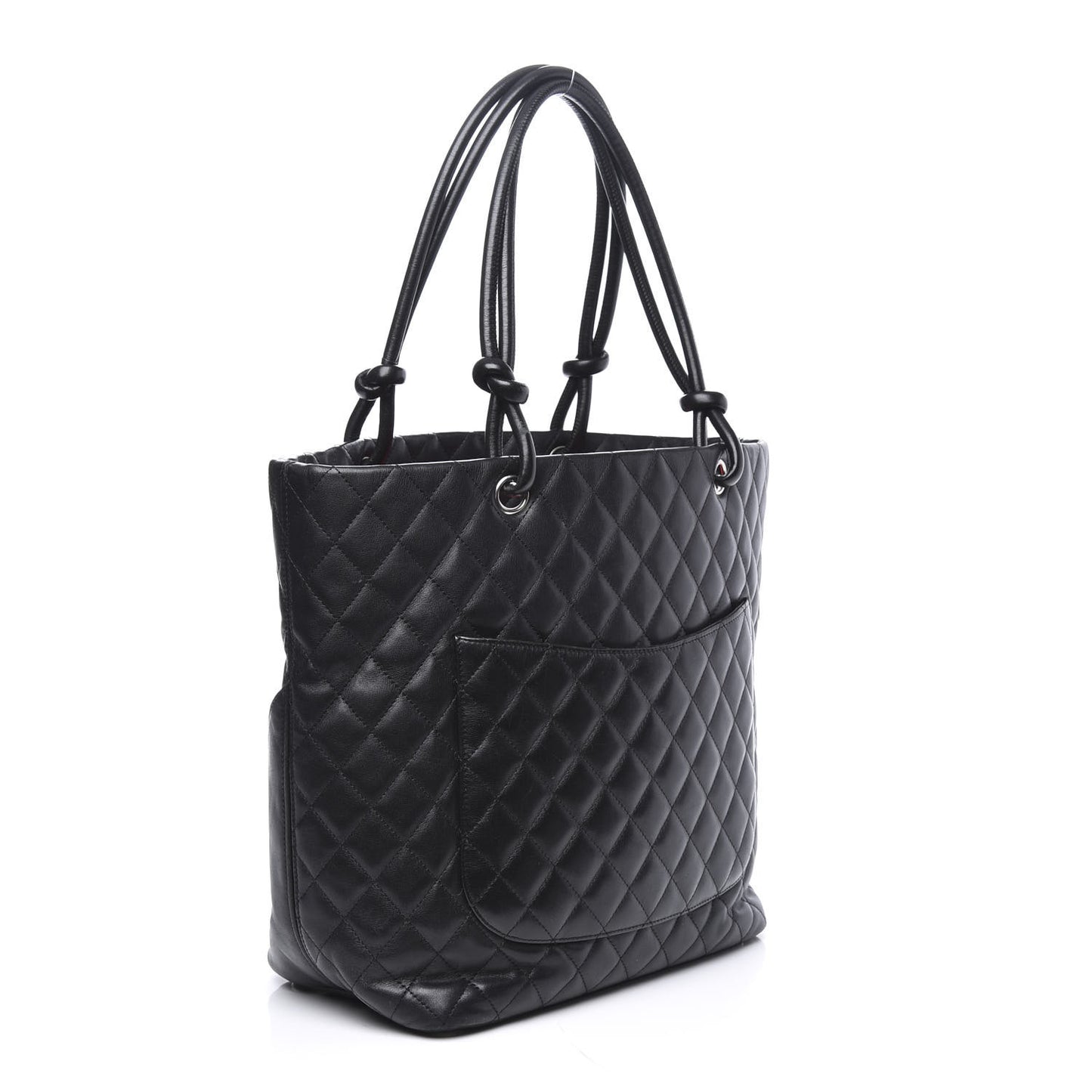 Calfskin Quilted Large Cambon Tote Black White