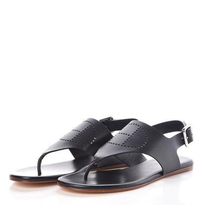Hermes Calfskin Kola Sandals 37 Black 3 of 8