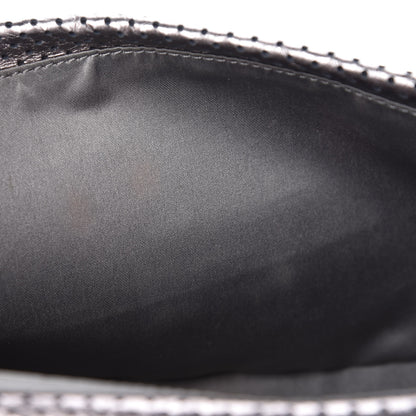 Chanel Metallic Crackled Calfskin Perforated Drill Flap Silver 7 of 14