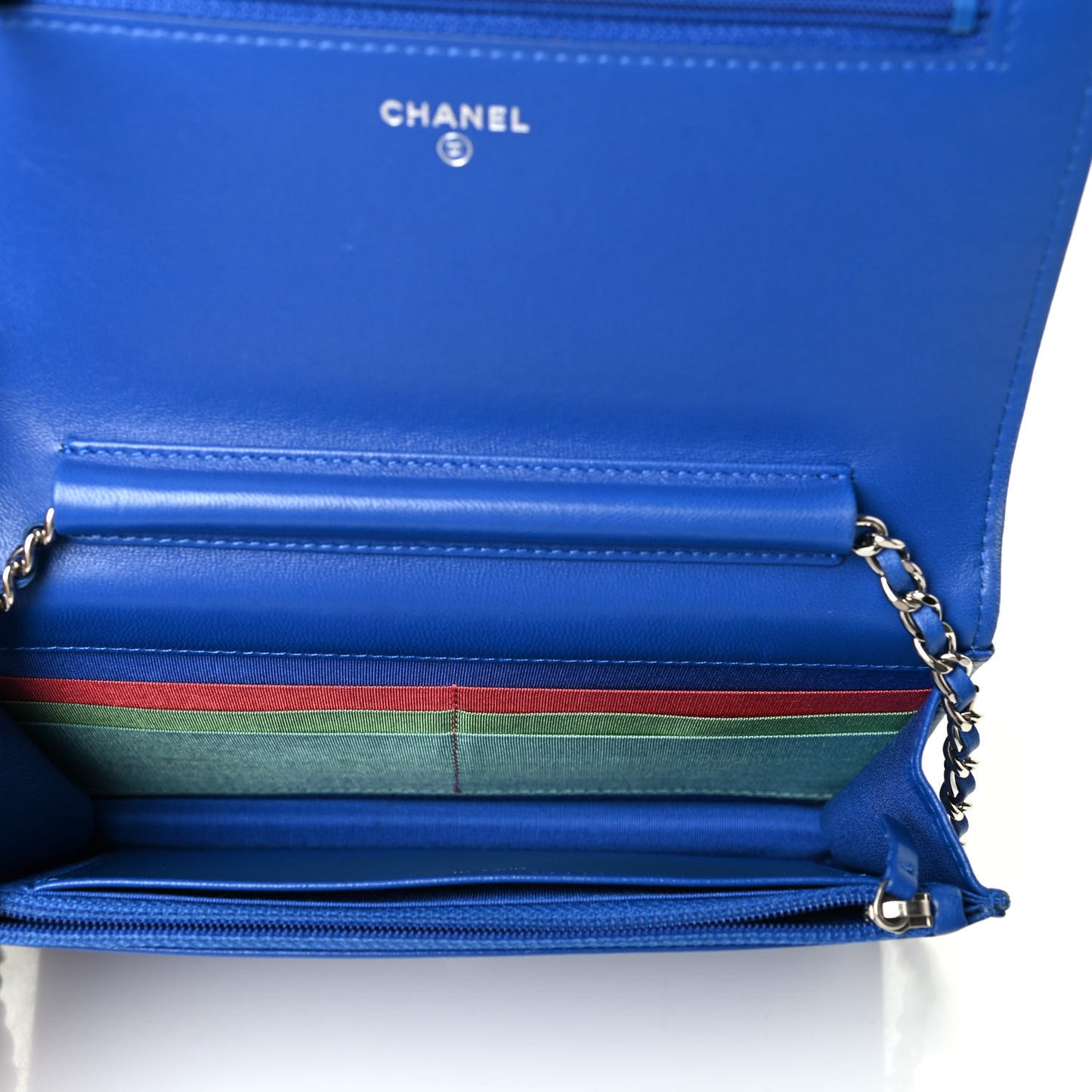 Lambskin Quilted Wallet On Chain WOC Blue Orange Green