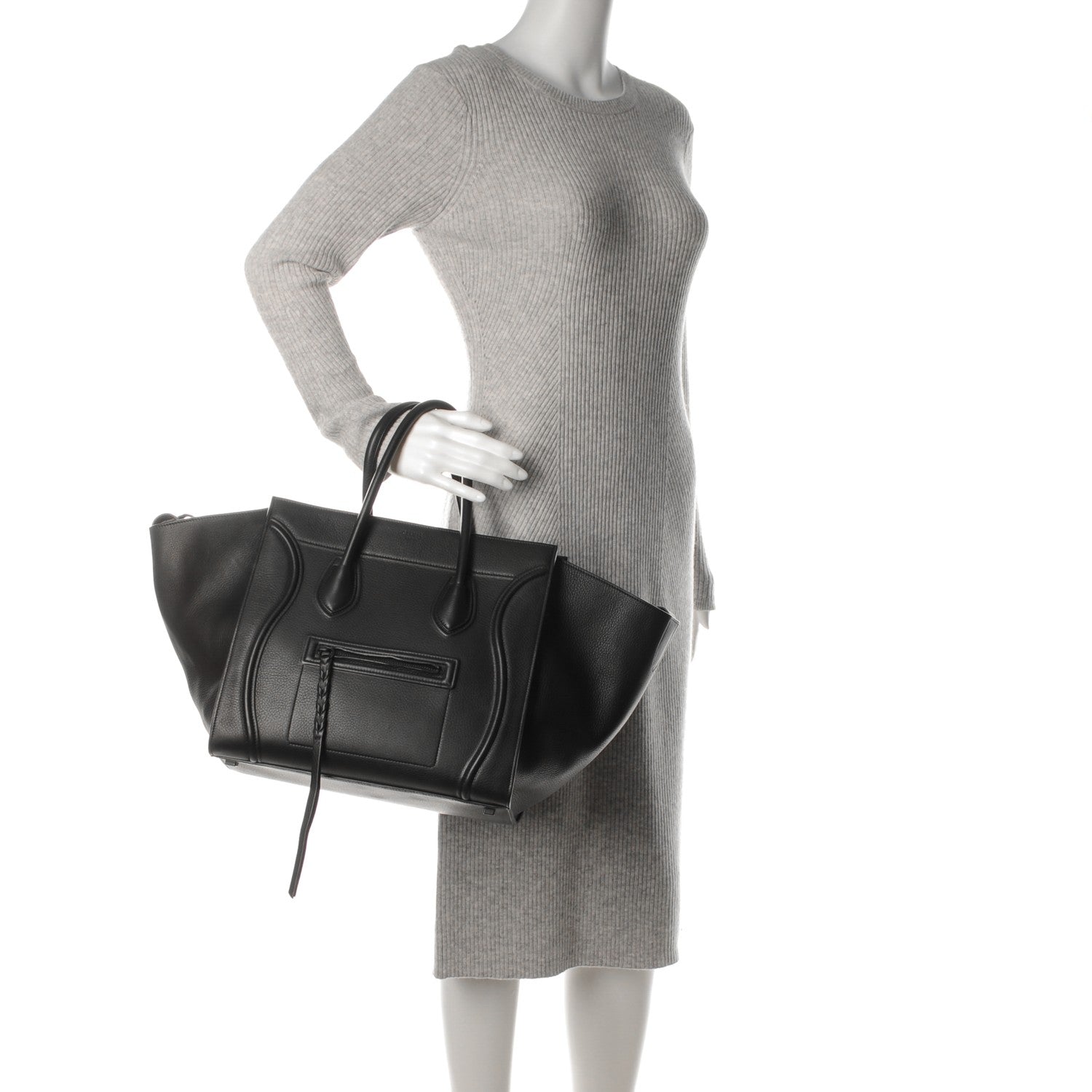 Celine Supple Calfskin Medium Phantom Luggage Black 2 of 9