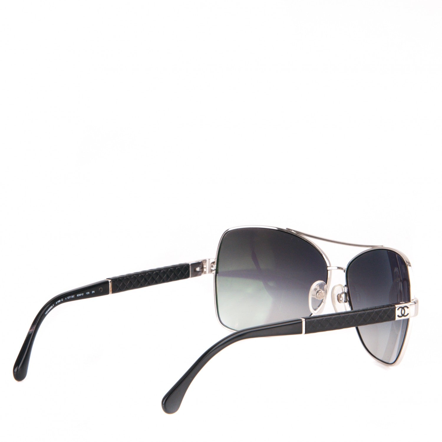 Chanel Quilted Aviator Sunglasses 4196Q Silver Black 3 of 5