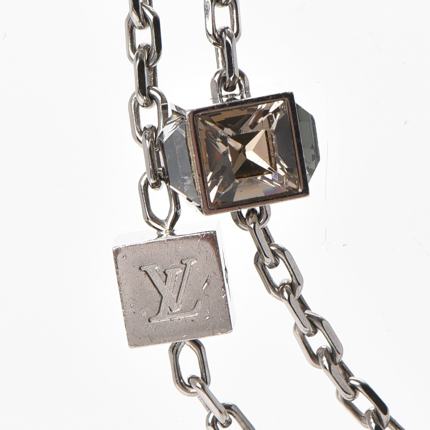 Louis Vuitton Swarovski Gamble Long Necklace Silver 5 of 7