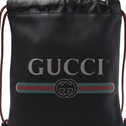 Gucci Calfskin Logo Drawstring Backpack Black 13 of 13