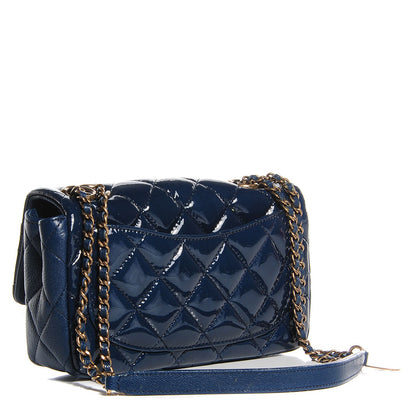 Chanel Patent Goatskin Quilted CC Eyelet Small Flap Blue 3 of 9