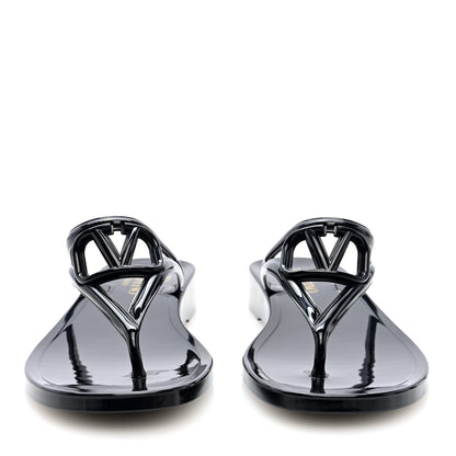 Valentino Garavani PVC Vlogo PM Thong Sandals 40 Black 3 of 9