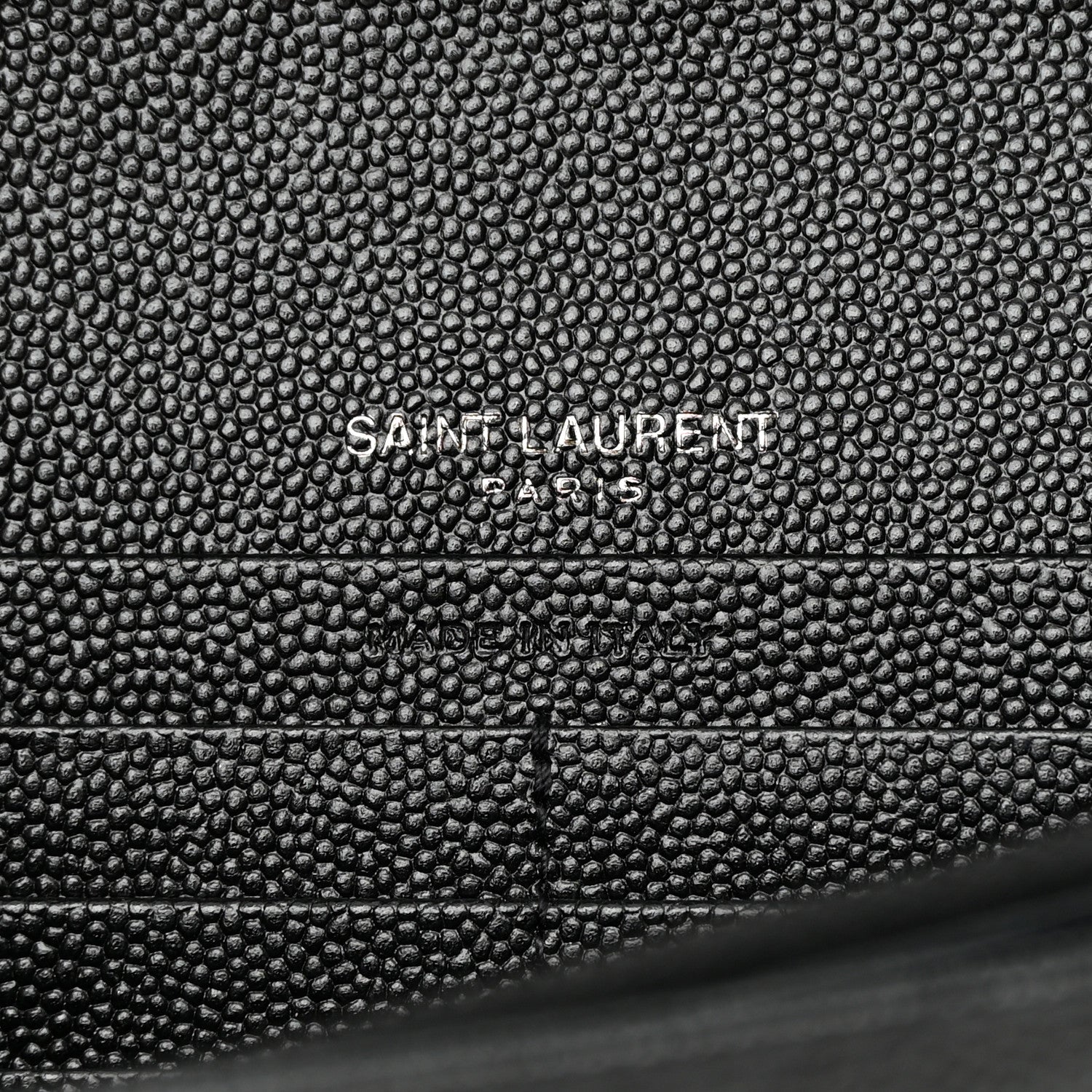 Saint Laurent Grain De Poudre Matelasse Chevron Monogram Monochrome Chain Wallet Black 6 of 13