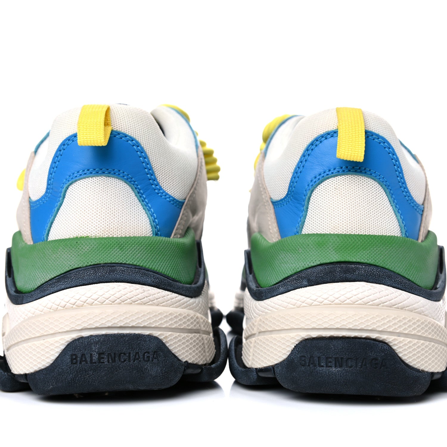 Balenciaga Fabric Mesh Nappa Mens Triple S Sneakers 43 Bleu White Vert Jaune 9 of 17