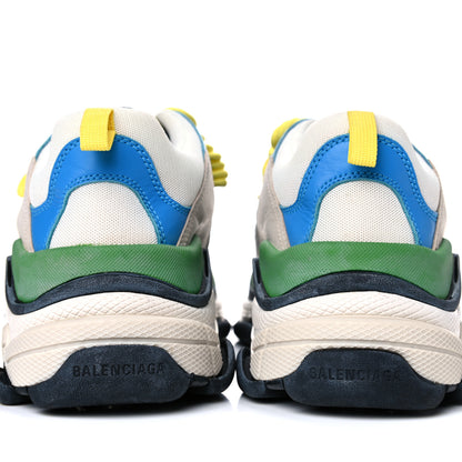 Balenciaga Fabric Mesh Nappa Mens Triple S Sneakers 43 Bleu White Vert Jaune 9 of 17
