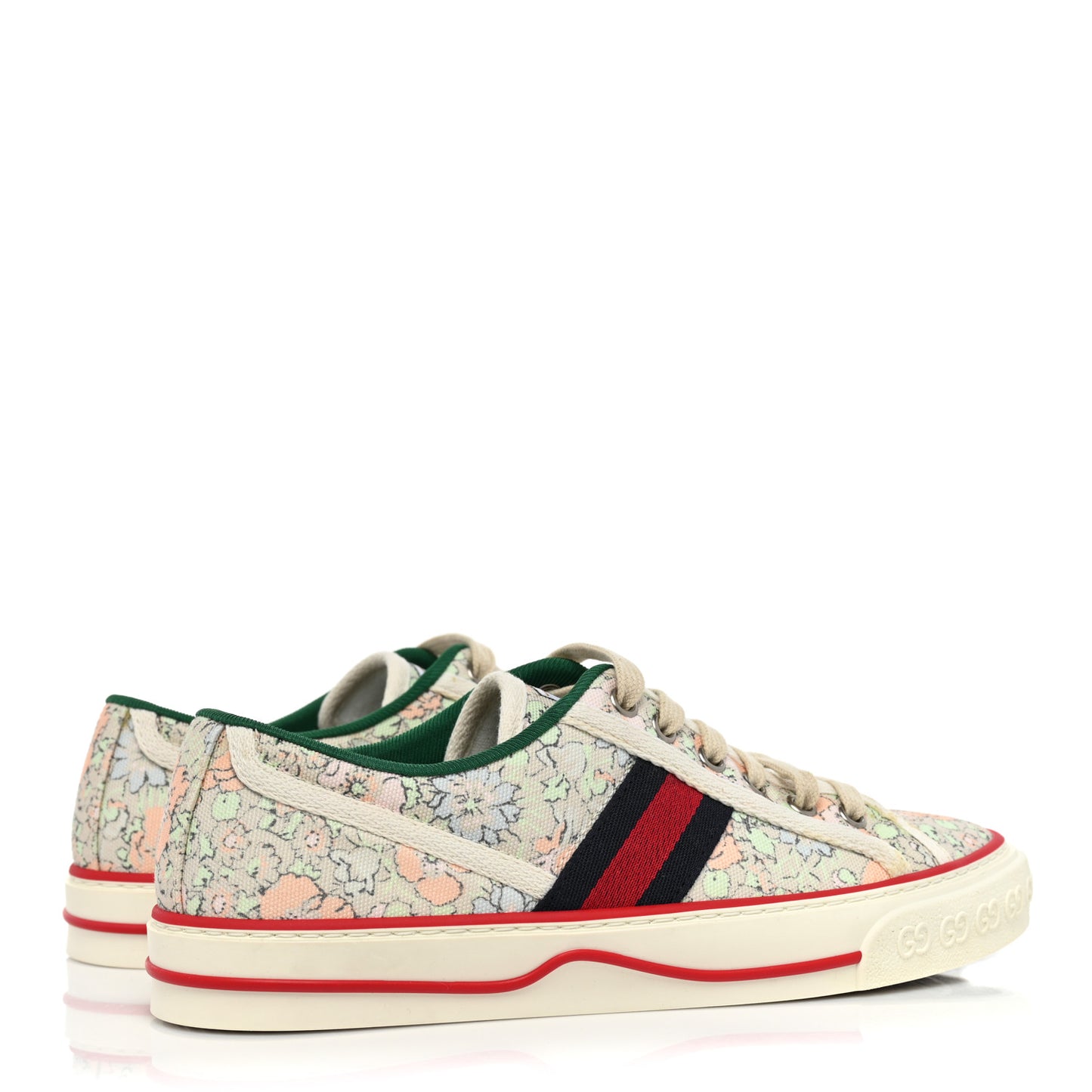 X LIBERTY OF LONDON Canvas Web Tracy Print Womens 1977 Tennis Sneakers 38 Mint Peach Mystic White