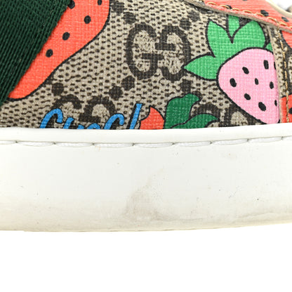 Gucci GG Supreme Monogram Strawberry Web Womens Ace Sneakers 39.5 Beige Multicolor Red Green 13 of 18